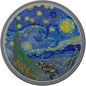 預購(限已確認者下單) - 2024帛琉-精美的刺繡藝術-星夜(文森·梵谷)-3盎司銀幣