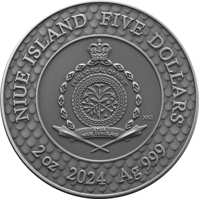 現貨 - 2024紐埃-神聖珍珠系列-粉紅珍珠與龍-2盎司銀幣