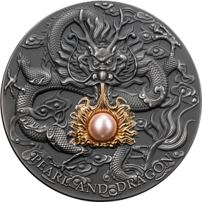 現貨 - 2024紐埃-神聖珍珠系列-粉紅珍珠與龍-2盎司銀幣