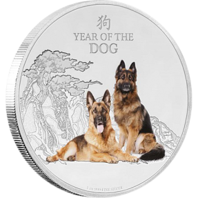 現貨 - 2018紐埃-生肖-狗年-德國牧羊犬-1盎司銀幣